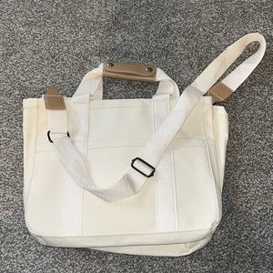 NWT Cream Mini Tote Bag with Brown Snap Handle
